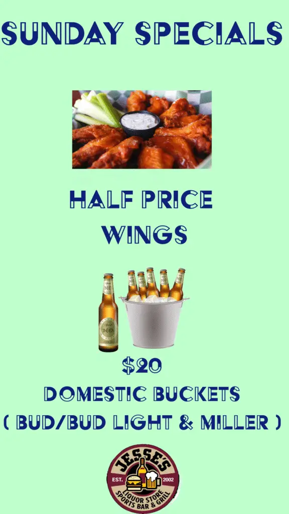 Sunday Specials at Jesses Sport Bar & Grill in Margate, FL