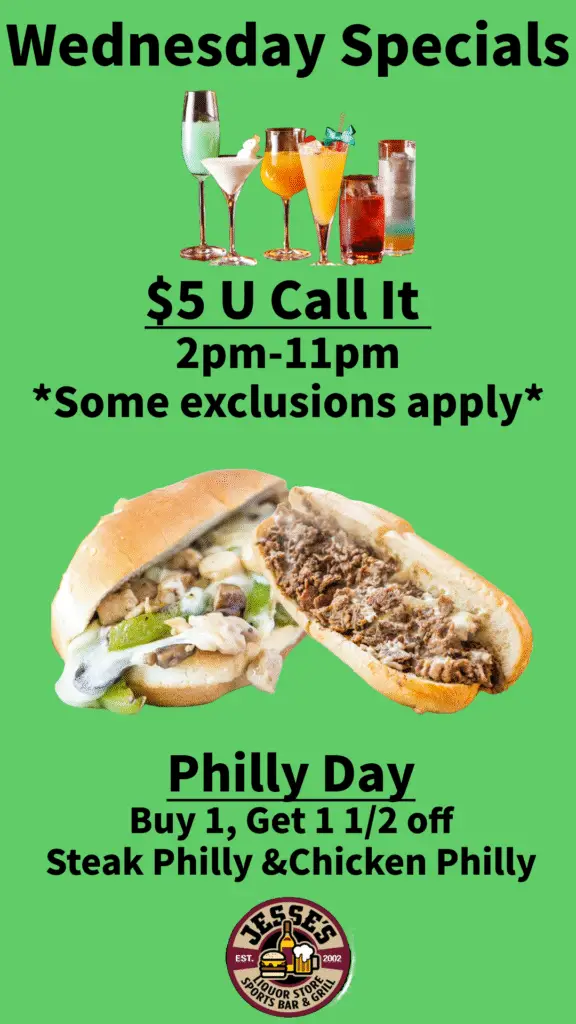 Wednesday Specials at Jesses Sport Bar & Grill in Margate, FL